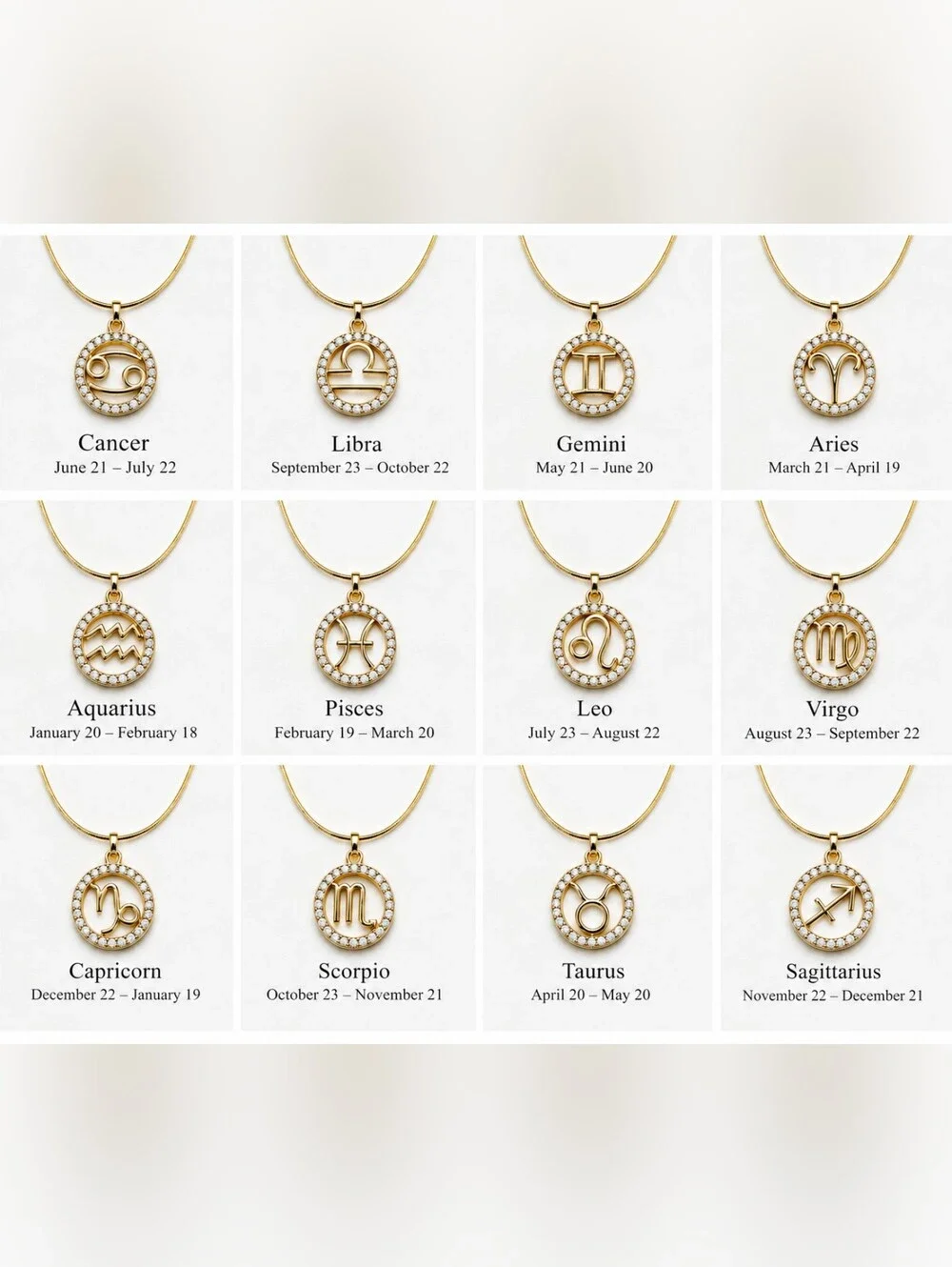 Leo Crystal Zodiac Necklace Horoscope Pendant 18KGP JULY AUGUST Birthday - Picture 2 of 4